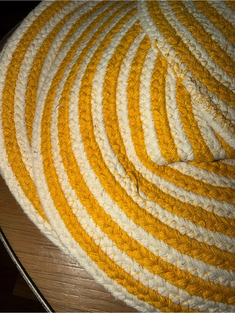 City Chic Yellow and Cream Braided Round Placemat